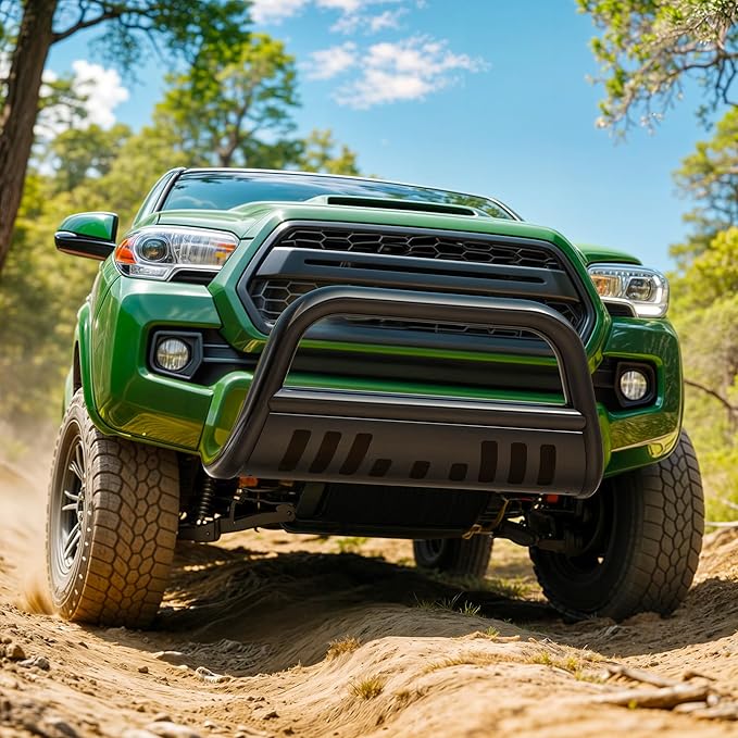 AUTOSAVER88 Bull Bar Compatible for Ford 2004-2023 F150 F-150, Brush Push Front Bumper Grill w/Black HD Heavy Duty 3" Tube, Grille Guard with Skid Plate