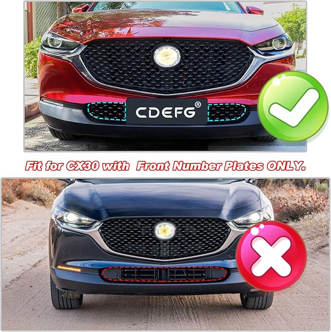 CDEFG CX-30 Front Grill Mesh Inserts Trims Front Grille Guard for 2019-2024 2025 Mazda CX-30 Car Exterior Accessories ABS Material(2PCS) (300MM for CX30 Grilles)