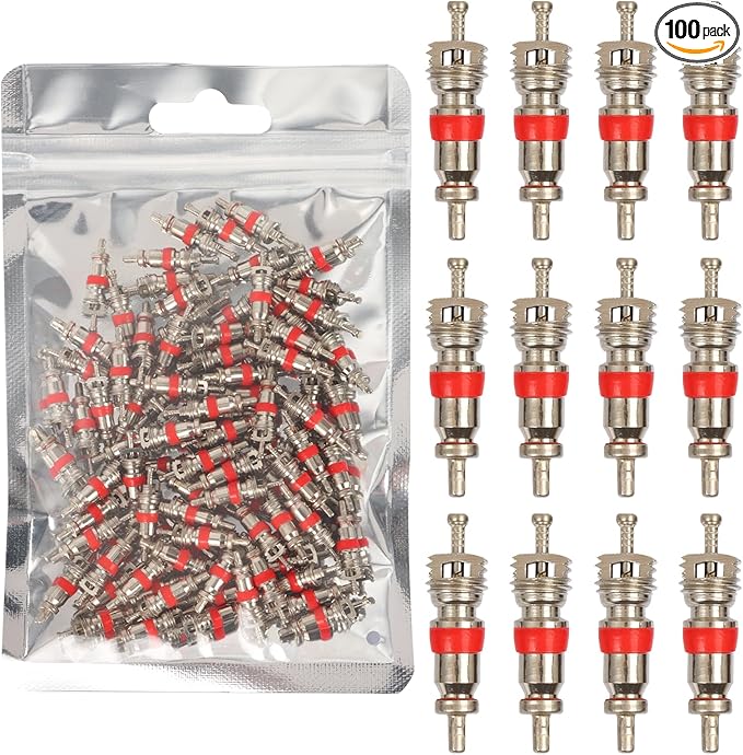 9002/TRC1 Nickel Plated Brass Tire Valve Core for Most Automotive, RV, ATV, Tire Valve Stems Remover Replacement, Length 0.75'',Dia 0.2'', Pack of 100