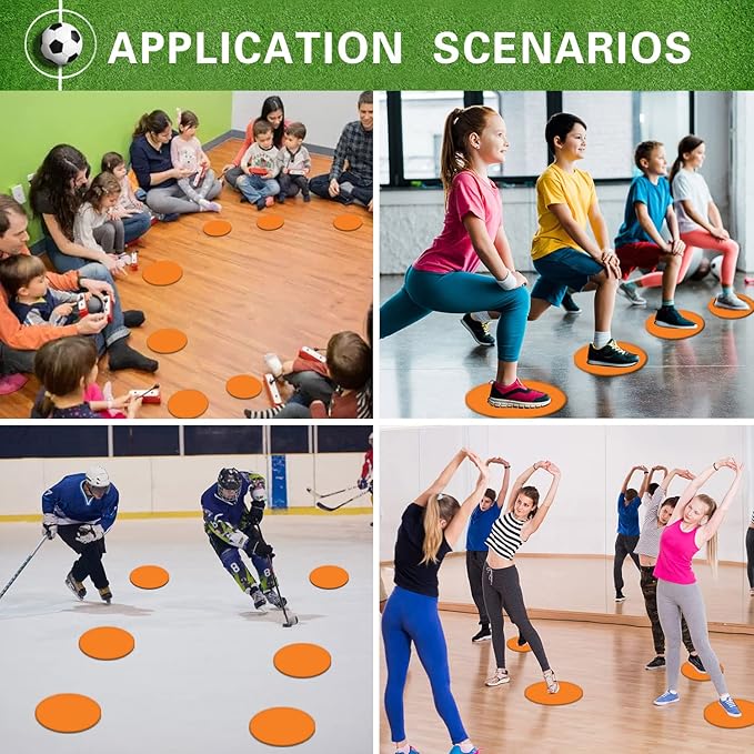 Poly Spot Markers 9 inch Non-Slip Rubber Agility Markers Flat Field Cones Floor Dots for Football, Soccer, Basketball Training Markers, School Activities, Exercise Drills, Social Distancing