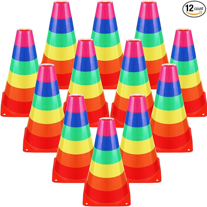 12 Pack Candy Corn Ring Toss Game - Plastic Cones, 9 Inch Training & Sport Agility Field Markers for Youth Soccer & Skating Practice