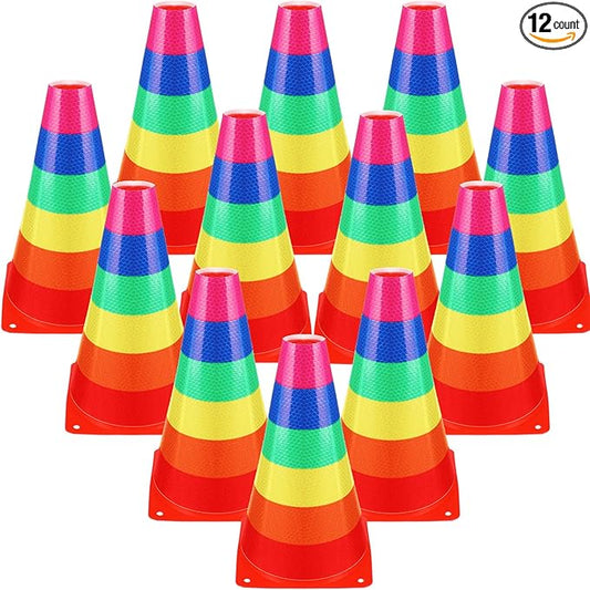 12 Pack Candy Corn Ring Toss Game - Plastic Cones, 9 Inch Training & Sport Agility Field Markers for Youth Soccer & Skating Practice