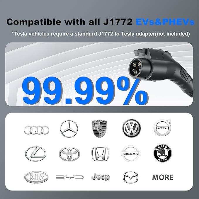 Level 2 EV Charger J1772 32Amp 220V-240V EVSE NEMA 14-50 Plug Home Portable EV Charger Level 2, 25ft Cable Electric Car Charging Station, Electric Vehicle Charging Stations Plug and Play FCC Certified