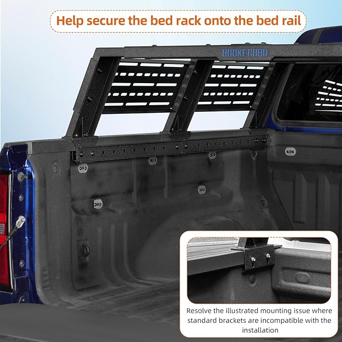 Hooke Road Truck Bed Auxiliary Mounting Brackets Kit for 2015-2022 Chevrolet Chevy Colorado & GMC Canyon, Only Work with Hooke Road New Gen Overland Bed Rack