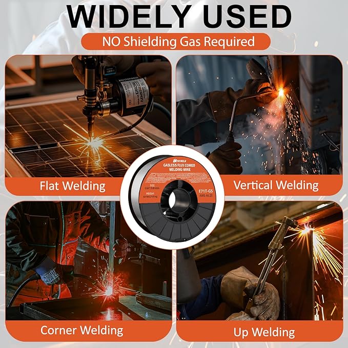 0.30" Flux Core Welding Wire - E71T-GS Gasless, Low Splatter, Mild Steel MIG Wire - Fits Most MIG Welders - 10 lb Spool