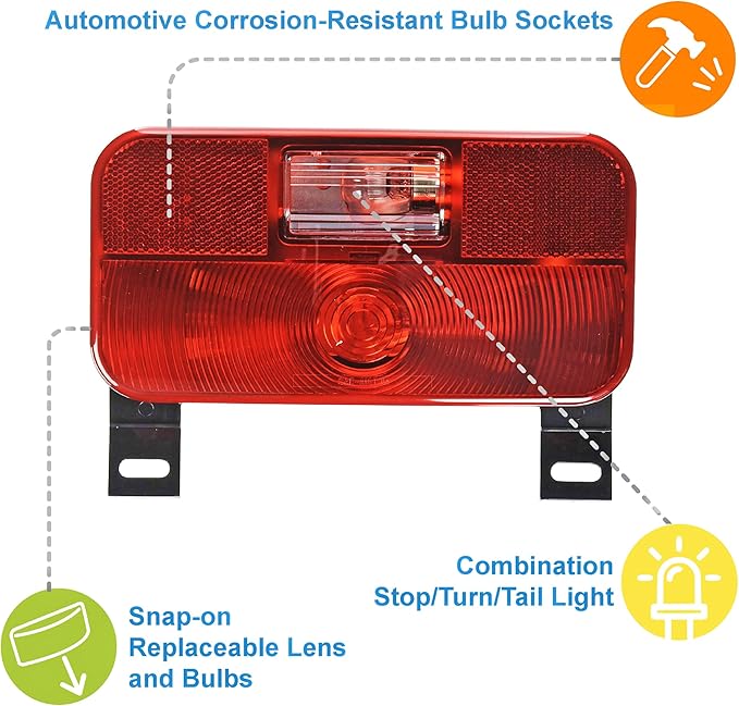 Lumitronics Red Surface Mount Stop/Turn/Tail, License Bracket/Light for RV, Trailer, Camper, 5th Wheel and Motorhomes (Black)