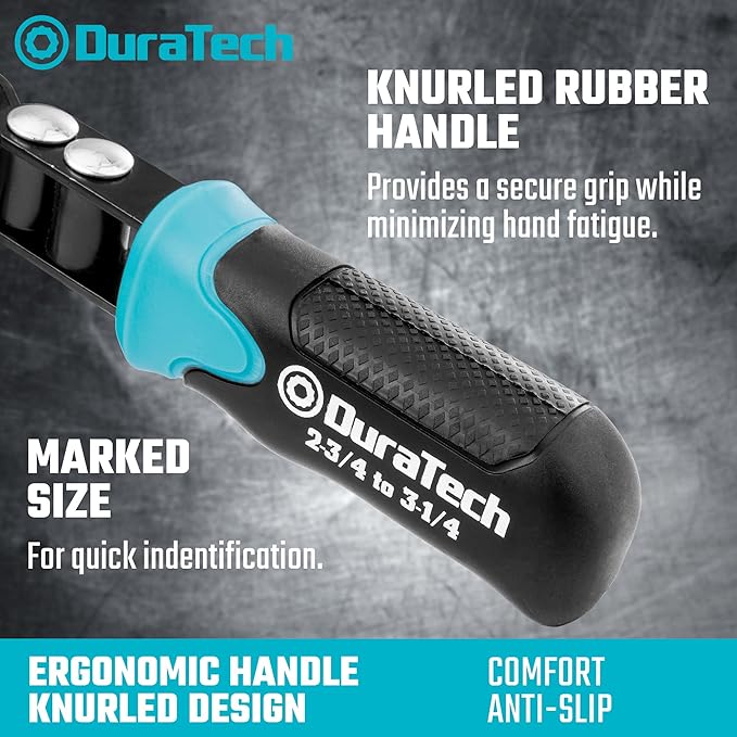 DURATECH Anti-Slip Small Swivel Oil Filter Wrench, Oil Filter Removal Tool Fits Filters 2-3/4" to 3-1/4", Ideal for Car Repair Tools