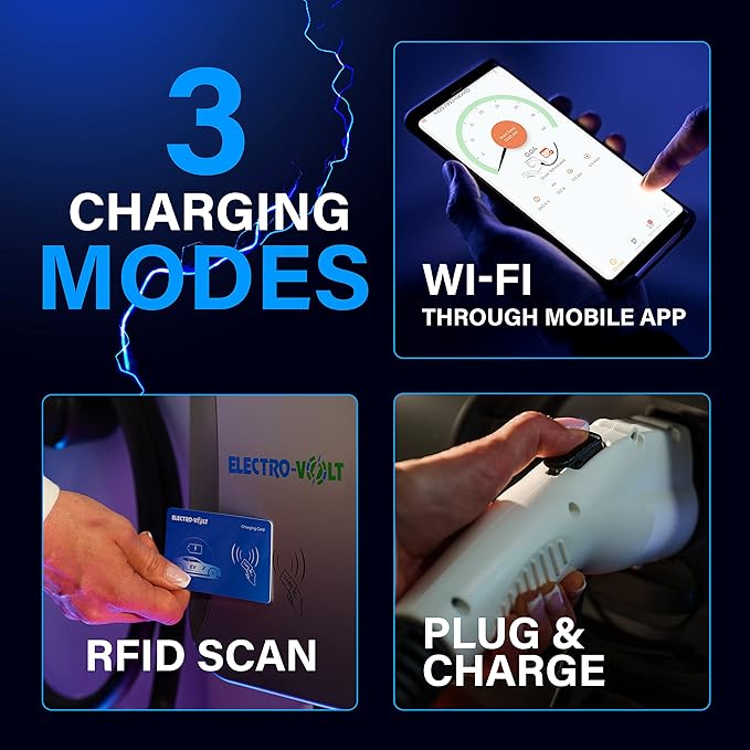 8X FASTER Level 2 EV Charger- 10 KW, Adjustable 40Amp-240V, NEMA 14-50 Plug IP65 Indoor/Outdoor Electric Car Wall Charging Station- FCC Certified EV Charger Level 2, 18-Ft Top Cable, Smart APP Control