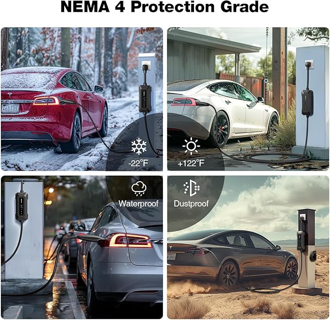 Level 2 EV Charger for Tesla, Portable/Mobile NACS Charger (32Amp, 240V, 7.68kW, NEMA 14-50 Plug), ETL Certified Electric Vehicle Charging Station with 25ft Cable Compatible with Tesla Model X/Y/3/S