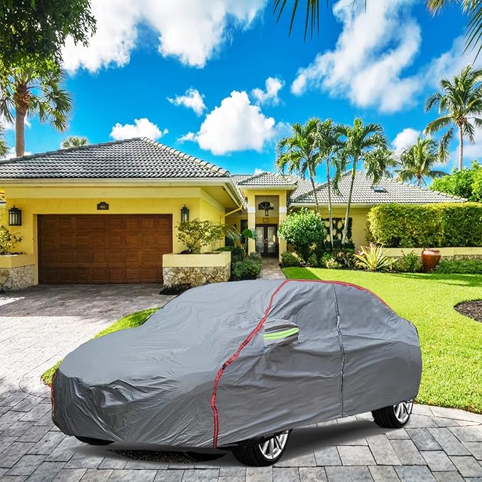 Breathable New Material, Waterproof Car Cover, Locks and Zipper Doors, Sunscreen Waterproof UV Prevention Snowproof Wind and Windproof,Suitable for Indoor Outdoor,for SUV (191" to 200") C12