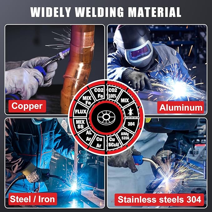 AWT MIG Welder, 200Amp 8 in 1 Gas MIG/Gasless Flux Core MIG/Stick/Lift TIG/Spot Welding/Spool Gun Aluminum MIG Welder, 110/220V Dual Voltage, Multi-Process Welding Machine With LED Digital Display