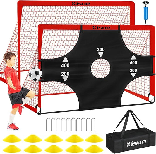 Kids Soccer Goals for Backyard Set, 2 of 6x4 ft Portable Pop Up Soccer Goal Training Equipment, Soccer Net with Target, Soccer Ball, Cones, Soccer Set for Kids Youth Toddler Sports Outdoor Games