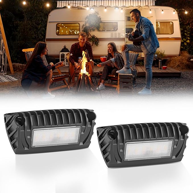 Chelhead LED RV Exterior Porch Utility Light Aluminum Base 12v Lighting Fixture, Replacement Lighting Compatible with RVs, Trailers, Campers, 5th Wheels, Trucks, Clear and Amber Led