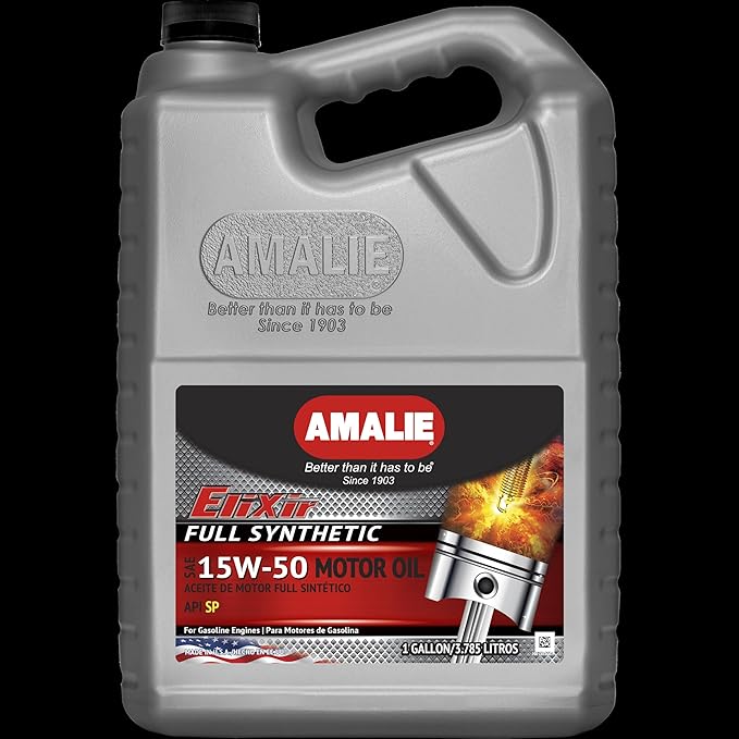 AMALIE Elixir Full Synthetic 15W-50 Motor Oil (160-75737-36) 1 Gallon Bottle, Pack of 4 | Made in USA