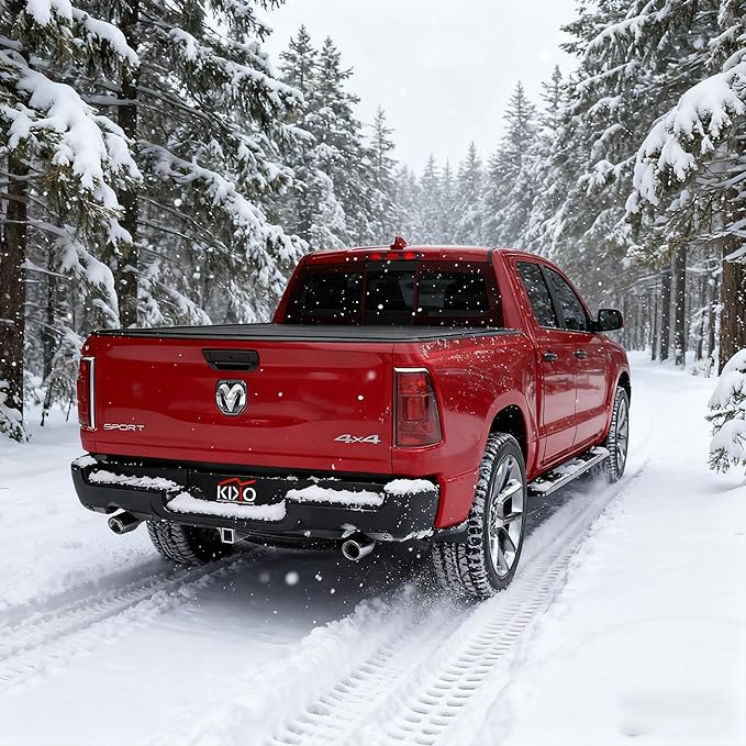 Kikito HTL Truck Bed Tonneau Cover Compatible with 2009-2025 Ram 1500 with 5.7FT (67.4") w/o RamBox Truck Bed w/Track System Low-Profile Style FRP Hard Folding Truck Bed Cover No-Drill 100% Access