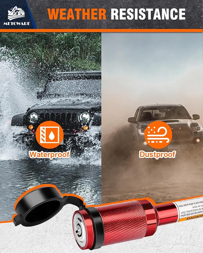 METOWARE Trailer Hitch Lock, Tailer Receiver Lock Fits Class III/IV, 2", 2-1/2" Hitch Receiver with 5/8" Dia Pin and 8 Rattle Rubber O-Rings, for Trailer, Truck, Car, Boat (Red)