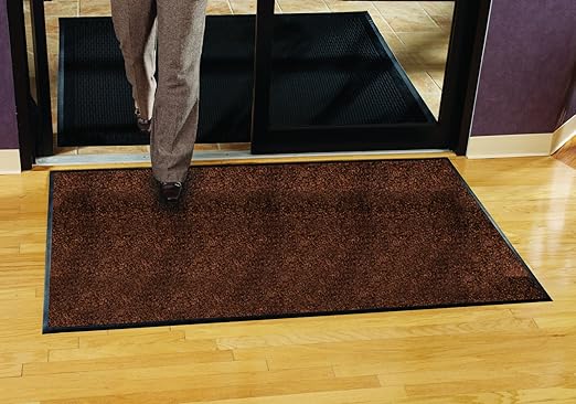 Guardian Platinum Series Indoor Wiper Floor Mat, Rubber with Nylon Carpet, 5'x13', Brown