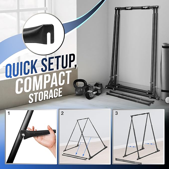 Yes4All Robust Freestanding Pull Up & Chin Up Bar, 126 Levels Adjustable & 770 lbs Capacity Foldable Pull Up Bar Station