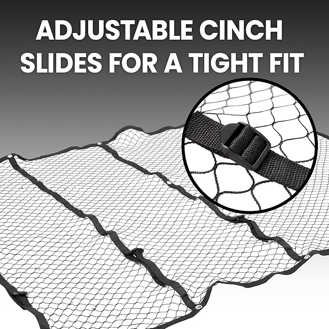 Rockland Heavy Duty Bungee Cargo Net for Pickup Truck Bed, 6.5' x 4.5' Stretches to 9.75' x 6.75', Mesh Square Netting with 6 Hooks, Truck Bed Netting, for Rooftop Cargo Carrier, Hitch Cargo Carrier