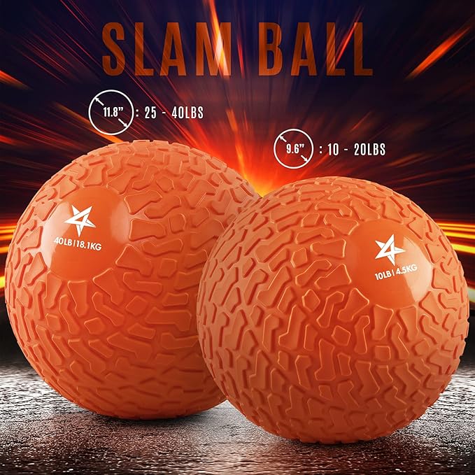 Yes4All Slam Balls, 10-40lb Weighted Ball Weight, Durable PVC Sand Filled Workout Dynamic Slam Ball for Core Strengthen
