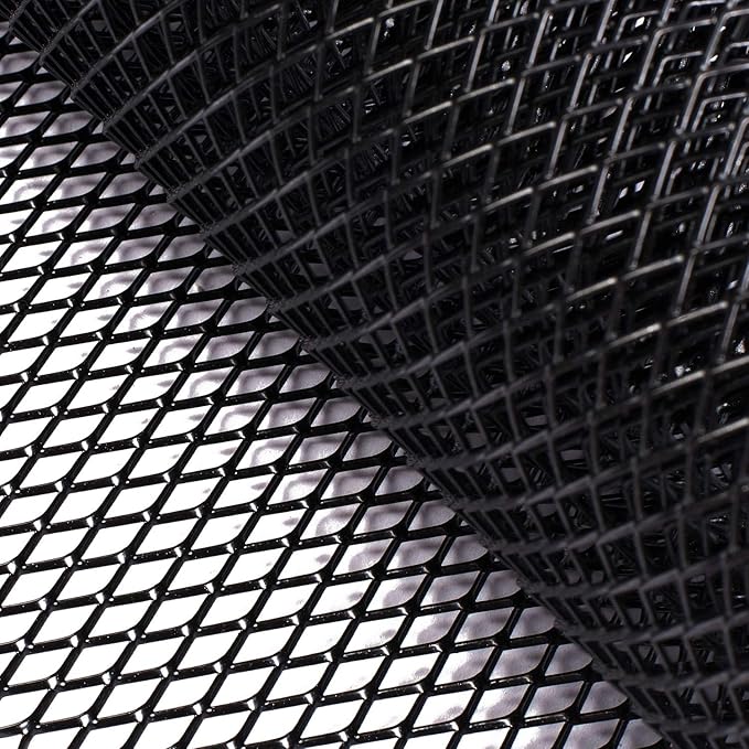 AggAuto 47x16 inches Car Pickup Truck Grill Mesh Spoiler Bumper Vent Aluminum Alloy Automotive Grille Insert Air Intake Racing Rhombic Hole 8x16mm Black