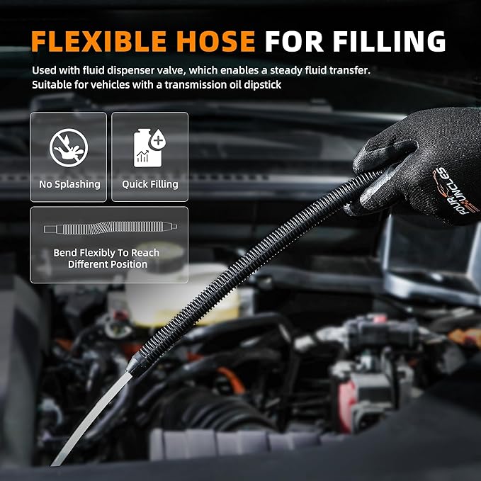 FOUR UNCLES 3L Transmission Fluid Pump - Manual Fluid Transfer Pump with 13 pcs Metal ATF Adapters for Automotive Use, Transmission Fluid Transfer Pump kit