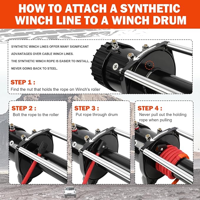 Synthetic Winch Rope, 3/8" x100ft 23809LBS Dyneema Winch Rope 3/8 Heavy Duty Winch Cable with Protective Sleeve Forged Winch Hook for 4WD Off Road Vehicle Truck SUV (Orange)