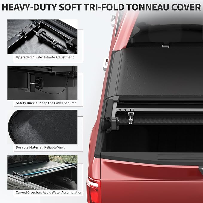 OEDRO Soft Quad Fold Tonneau Cover Truck Bed Covers Compatible with 2015-2025 Ford F-150 F150, Styleside 6.5ft Bed