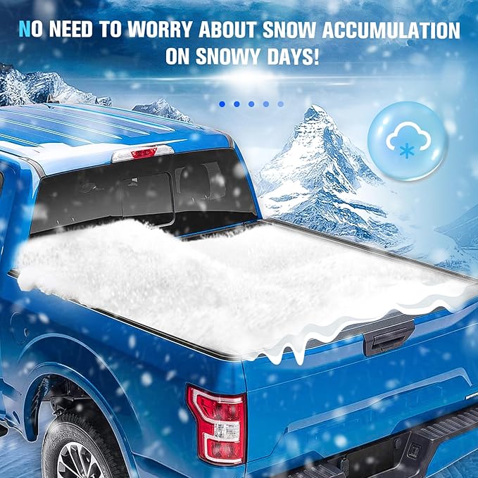 5 Ft(60'') Hard Folding Truck Bed Pickup Tonneau Cover for Toyota Tacoma 2016 2017 2018 2019 2020 2021 2022 2023 2024 2025 Fiberglass and Waterproof Fleetside Bed, Tri-Fold Style