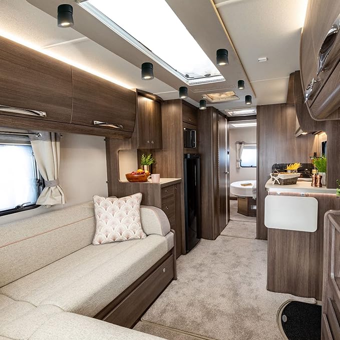 2 Pack 12V LED COB Ceiling Spotlight Downlight with Switch, Surface Mounted 330 Adjustable Dimmable RV Wall Light Accent Lamp, 12 Volt Reading Lamp for Boat, Camper, Truck, Trailer, Caravan