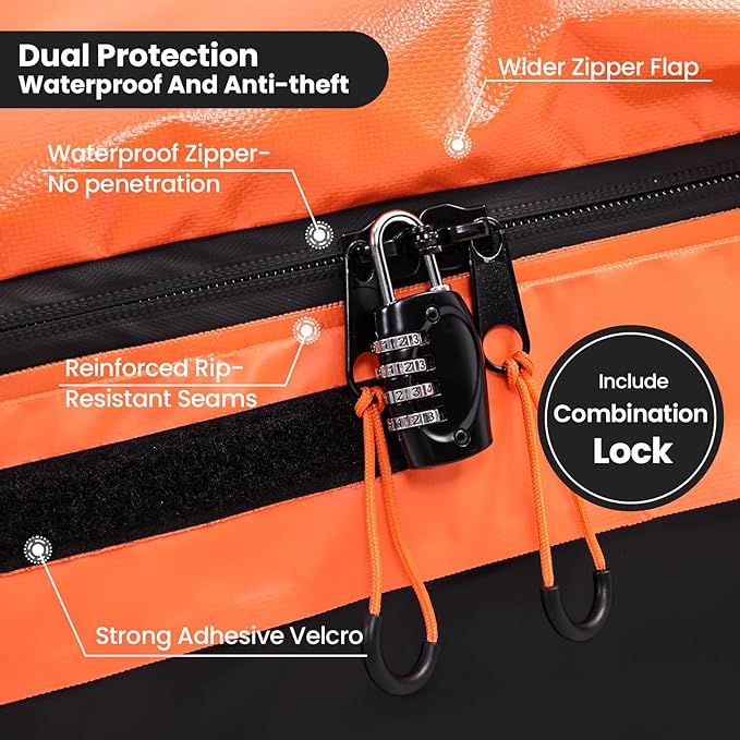 Sailnovo Car Rooftop Cargo Carrier 21 Cubic Feet, Waterproof 1000D PVC Car Roof Bag with Anti-Slip Mat, Combination Lock, Storage Bag, Door Hooks & Tie-Down Strap fit Vehicle with/Without Luggage Rack