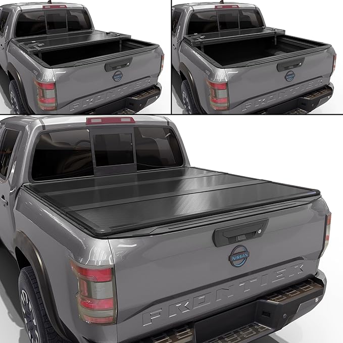Tutel Hard Shell Folding Truck Bed Tonneau Cover|Fits 2005-2026 Nissan Frontier 5ft Bed (58.6") - TULH033