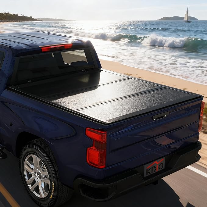 Kikito HTL Truck Bed Tonneau Cover Compatible with 2015-2022 Chevy Colorado/GMC Canyon, 6.2 ft (74in) w/Track System Low-Profile Style FRP Hard Folding No-Drill 100% Bed Access
