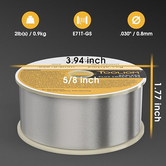 TOOLIOM E71T-GS .030" Diameter 2-Pound Spool Flux Core Self-shielded Carbon Steel MIG Welding Wire 2 PCS