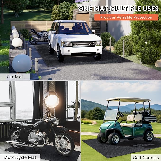 JERIA Oil Spill Mat (17x7.9 Ft) for Under Car Driveway Mats Oil Leaks Absorbent Oil Pad,Rubber Mat Garage Floor,Reusable,Waterproof Backing,Stain Resistant