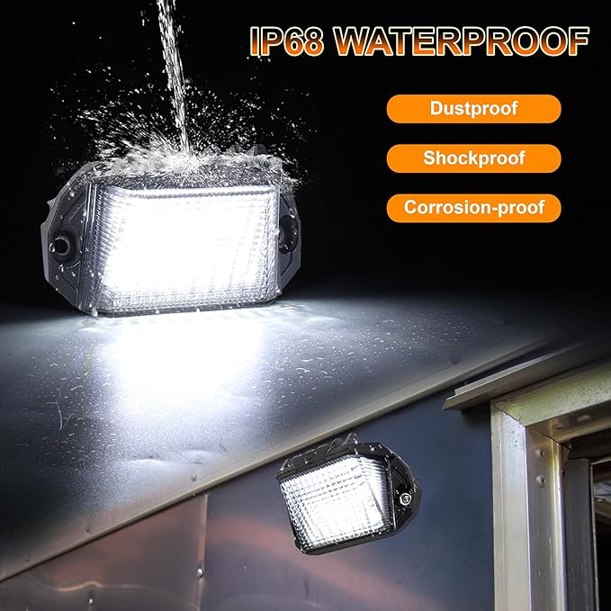 RV Exterior Light, 1300LM Aluminum LED Porch Light With Dual Color White/Amber for RV Camper Trailers Truck Porches Towing 5th Wheels 1 PCS