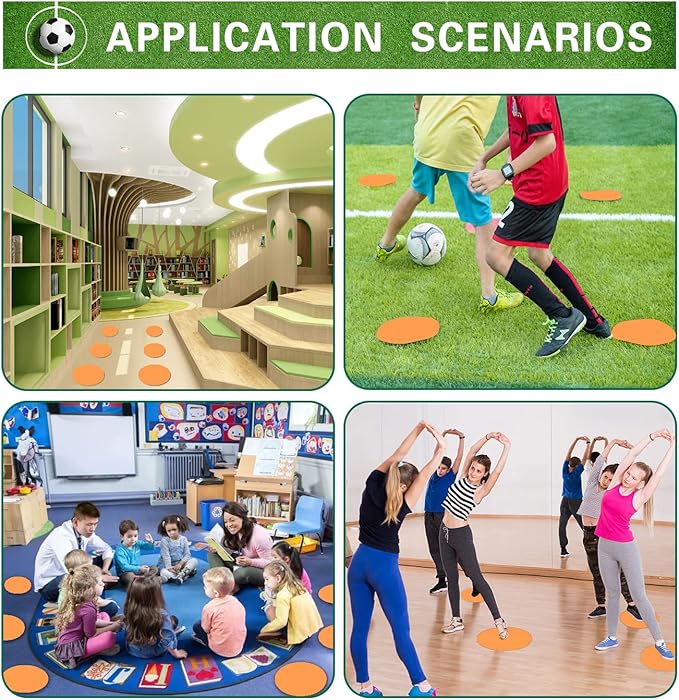 Spot Markers Rubber Floor Dots 9inch Non Slip Agility Dots Flat Cones for Kids Sports Soccer Basketball Training, Social Distancing, Preschool Kindergarten Classroom