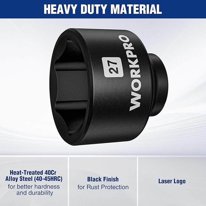 WORKPRO 27mm Oil Filter Socket Wrench, Oil Filter Removal Tool, Oil Filter Change Set, Ideal for Some Mercedes, Volkswagen, Hyundai, Kia, Minis, and Smart Car