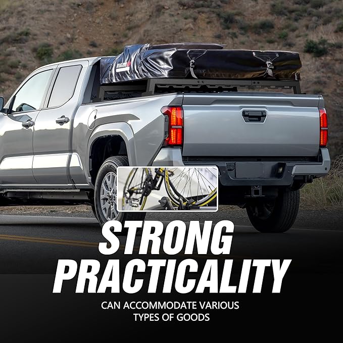 Truck Bed Rack with 2 Cross Bars Cargo Carrier Truck Rack Compatible with Silverado/Sierra/Ram/Ford F-Series/Tacoma/Tundra/Titan/Frontier/Colorado/Canyon/Gladiator JT, Ladder Cargo Rack