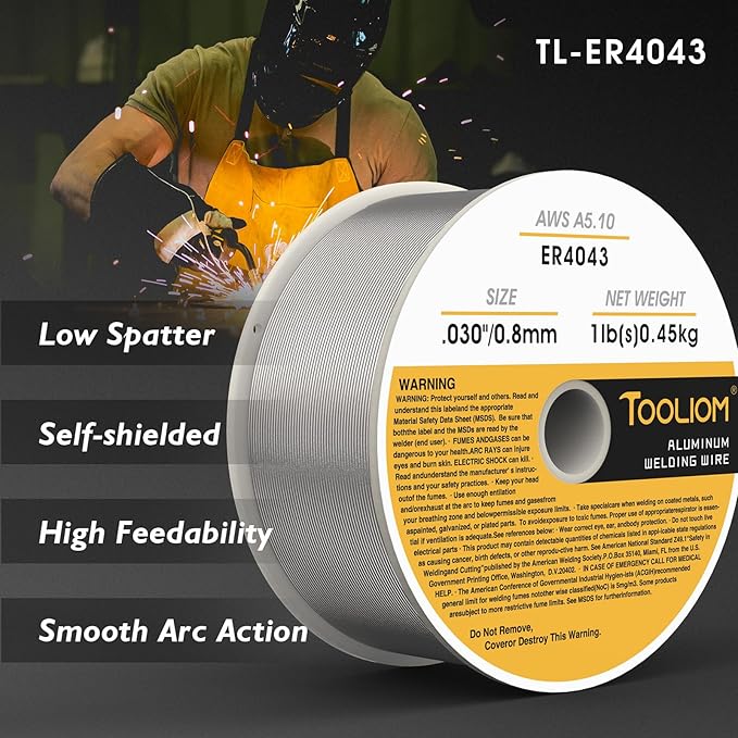 TOOLIOM ER4043 - .030" Welding Wire MIG Aluminum 0.8 mm Welding Wire - 1lb Spool