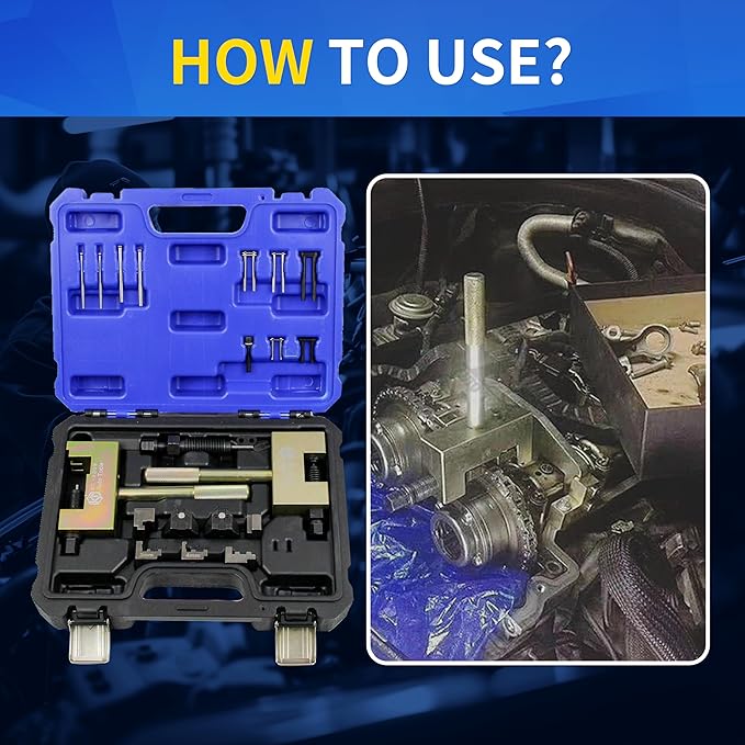 Engine Timing Chain Removal Installer Tool Kit Compatible with Mercedes Benz M271 M272 M273 M274 M276, Camshaft Riveting Tool Kit with Carrying Case & Gloves