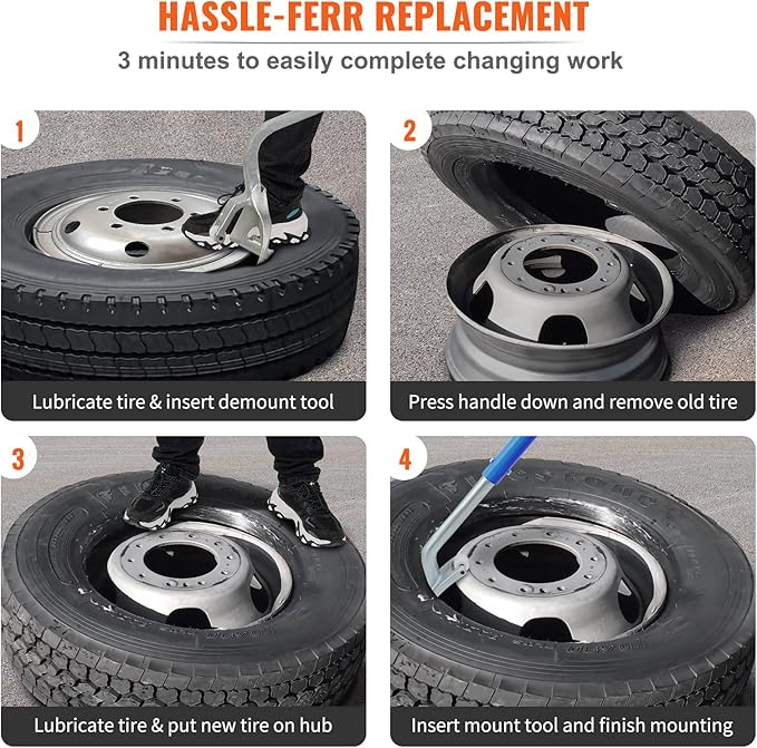 VEVOR Tire Mount Demount Tool 22.5" to 24.5" Tire Changer Steel Bead Breaker Extra Bead Holder Tubeless Truck Manual Tire Changing Tools for Car Repairing(Blue)