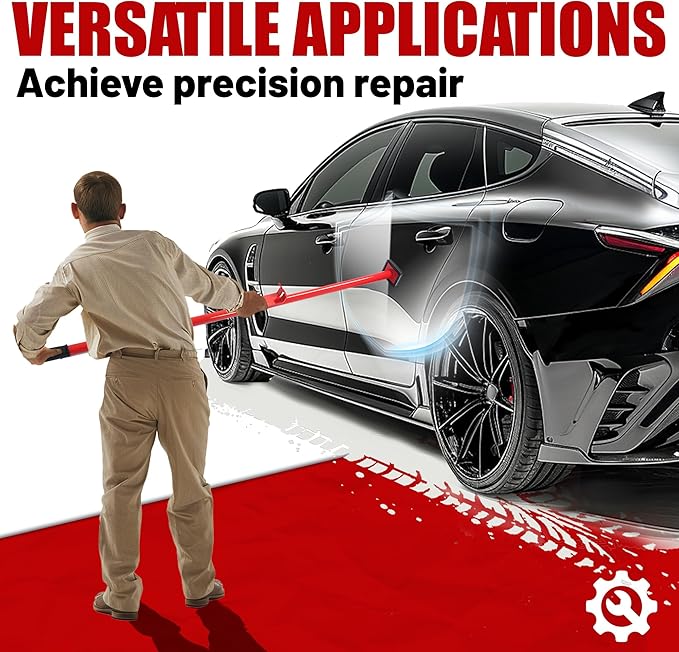 KUAFU Universal Auto Body Alignment Bar Pulling Stick Tool 52-3/8in for Car Repair Bumpers, Panels, Hoods and Decks Dent Puller Stick Alignment Repair Tool Powder Coated Steel