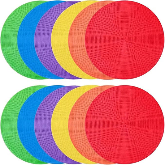 Spot Markers 9 Inch Non Slip Rubber Floor Markers Flat Field Cones Poly Dots for Classroom Dance Sports Soccer Basketball Speed Agility Training(6 Colors)