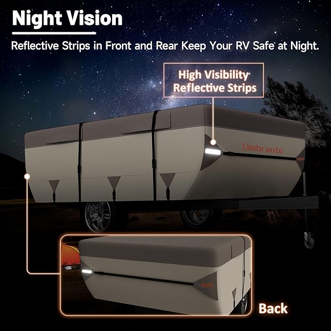 Umbrauto Pop Up Camper Cover for 16'-18' Folding Tent Trailer – 7-Layer Top, 3-Layer Side, Waterproof, Windproof, Sun-Resistant, Heavy-Duty Cover for All-Weather Protection