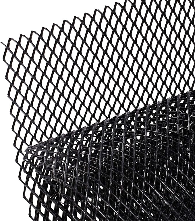 AggAuto 47x16 inches Car Pickup Truck Grill Mesh Spoiler Bumper Vent Aluminum Alloy Automotive Grille Insert Air Intake Racing Rhombic Hole 8x16mm Black