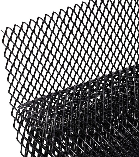 AggAuto 47x16 inches Car Pickup Truck Grill Mesh Spoiler Bumper Vent Aluminum Alloy Automotive Grille Insert Air Intake Racing Rhombic Hole 8x16mm Black