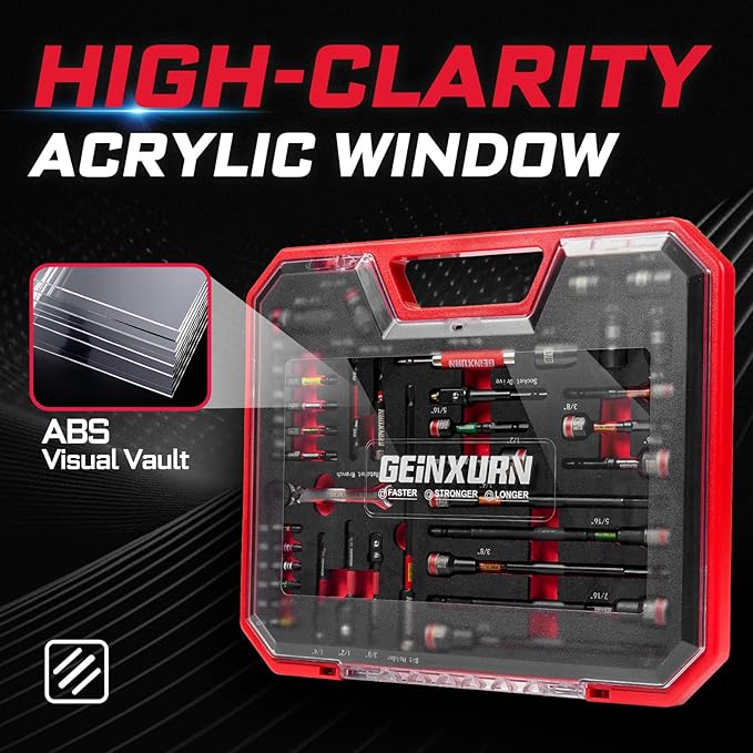 37Pcs Tools Set Packaged with Plastic Toolbox Storage Case, Include Screwdriver Bits, Nut Driver, Mini Wrech,Socket Driver, Quick change adapter, Socket Driver and Bit Holder for Diy