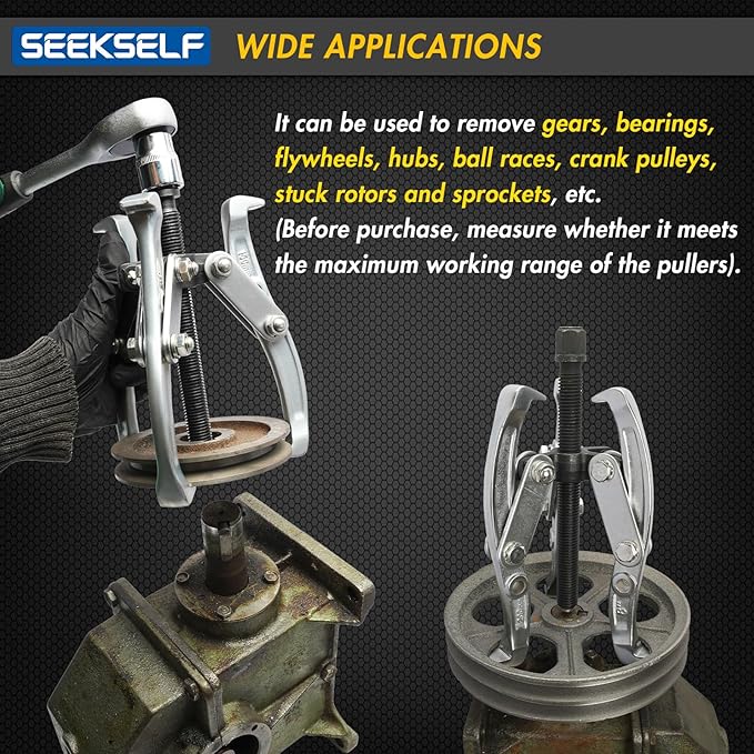 3" 4" 6" 8" Gear Puller Set, 2-Jaw/3-Jaw Bearing Puller Kit with Ratchet Wrench, Heavy Duty Pulling Tool, Reversible Jaw for Internal External Flywheel Gear Pulley Bearing Rotor Removal