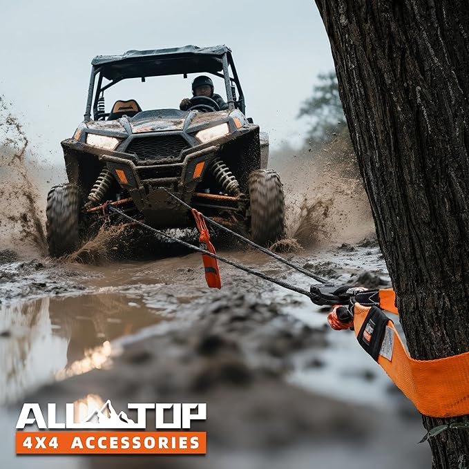 ALL-TOP Synthetic Winch Rope Cable, 3/16" x50ft, 8350LBS Winch Replace Line with Protective Sleeve for Offroad Vehicle ATV UTV